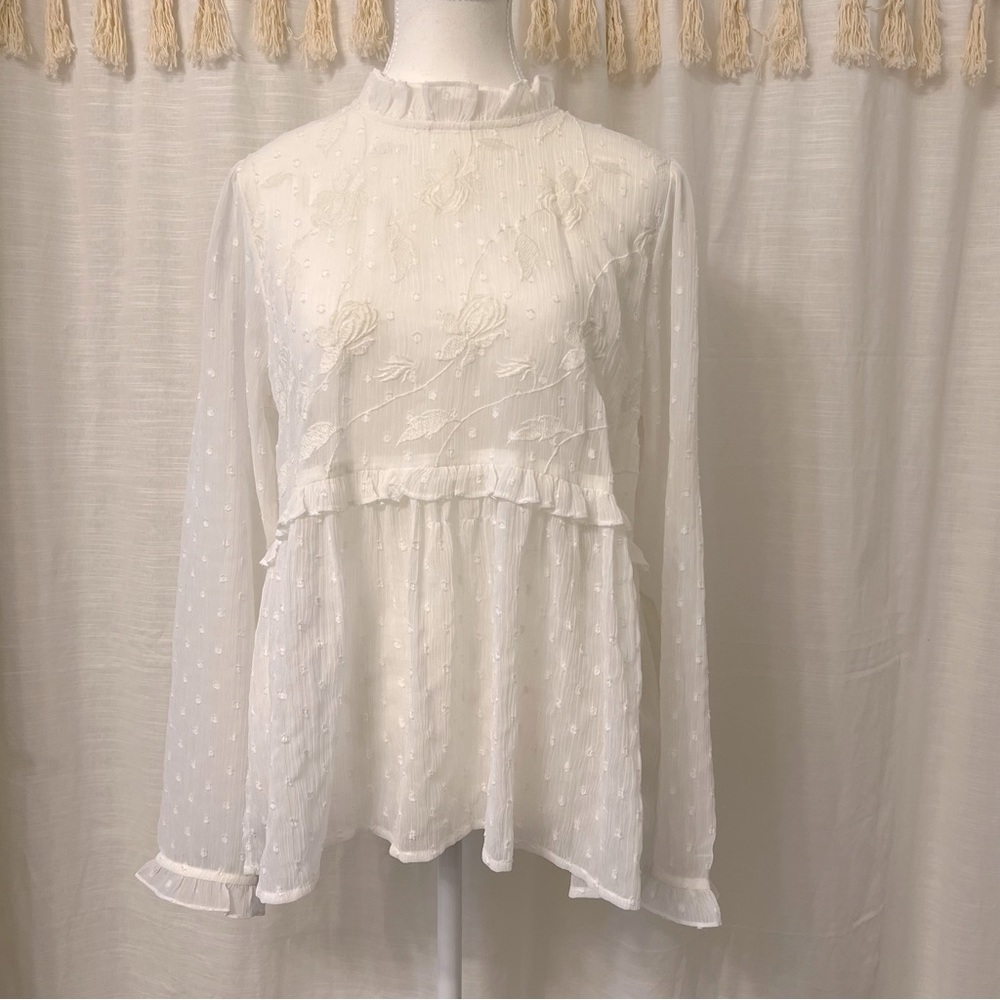 Anthropologie Chiffon Baby Doll Long Sleeve Blouse